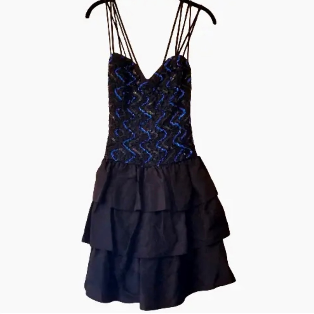 Jessica McClintock Sequined Dress SIZE 11/12 Fit & Flare Triple Strap Cross Back